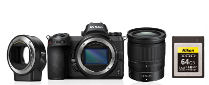 Nikon Z6 + 24-70 + adapter FTZ + 64GB XQD